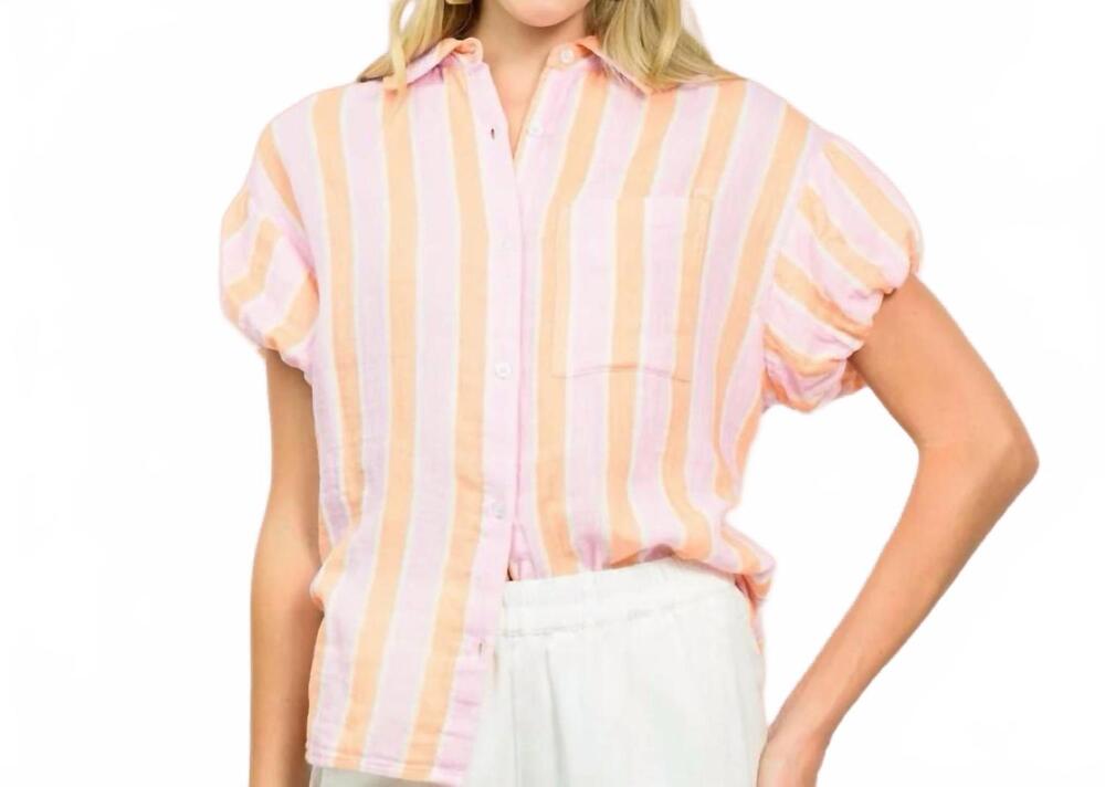 NEW IVY JANE the cabana gauze camp shirt in creamsicle and pink